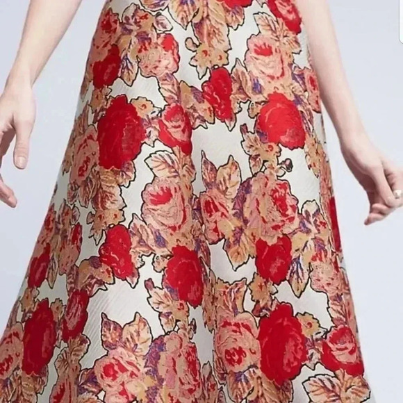 {Anthropologie} Rachel Antonoff Red Rose Jacquard Skirt - Picture 4 of 15